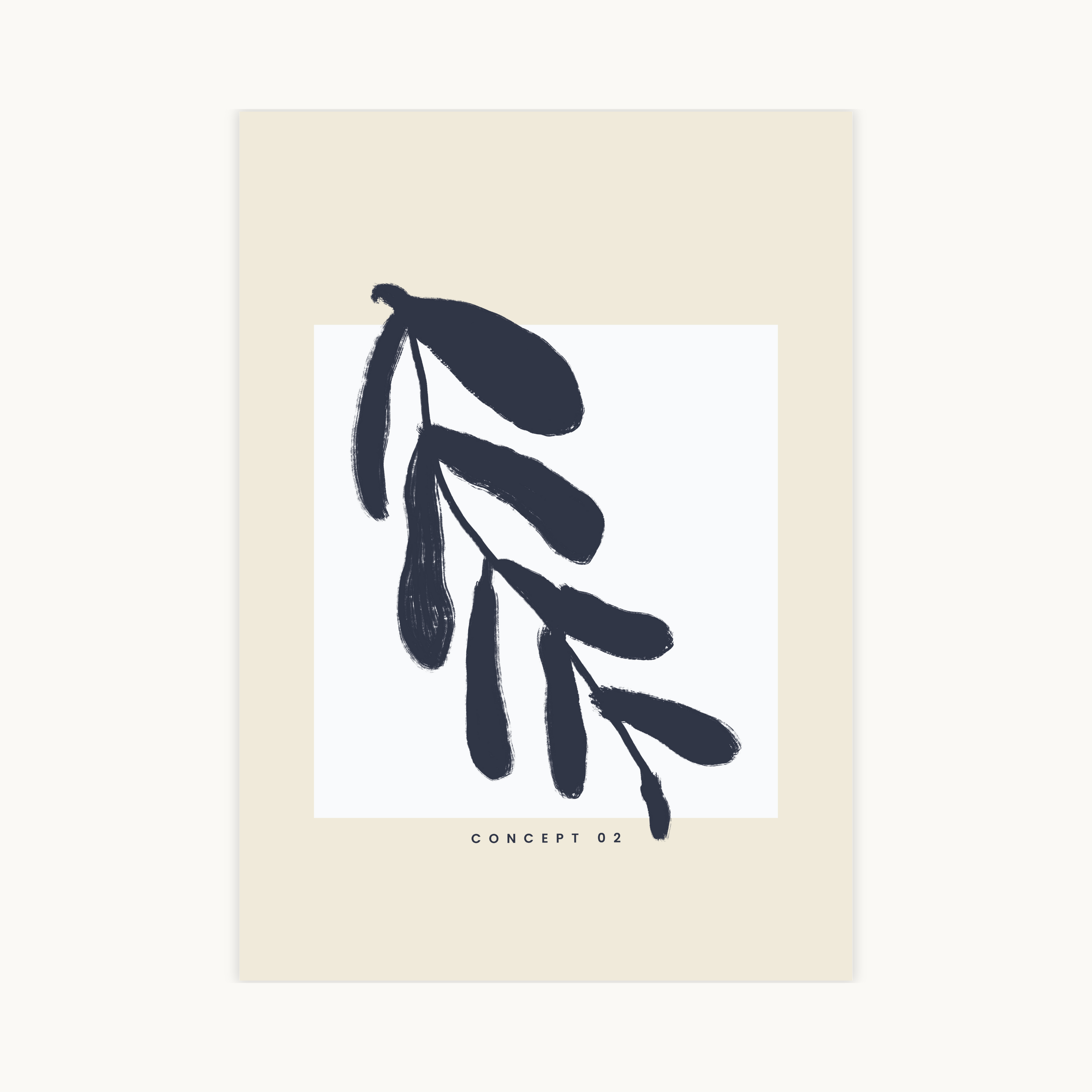 Bohemian poster in beige, wit en zwart met natuurlijke vormen en florale elementen, moderne boho wanddecoratie met speelse en luchtige uitstraling.