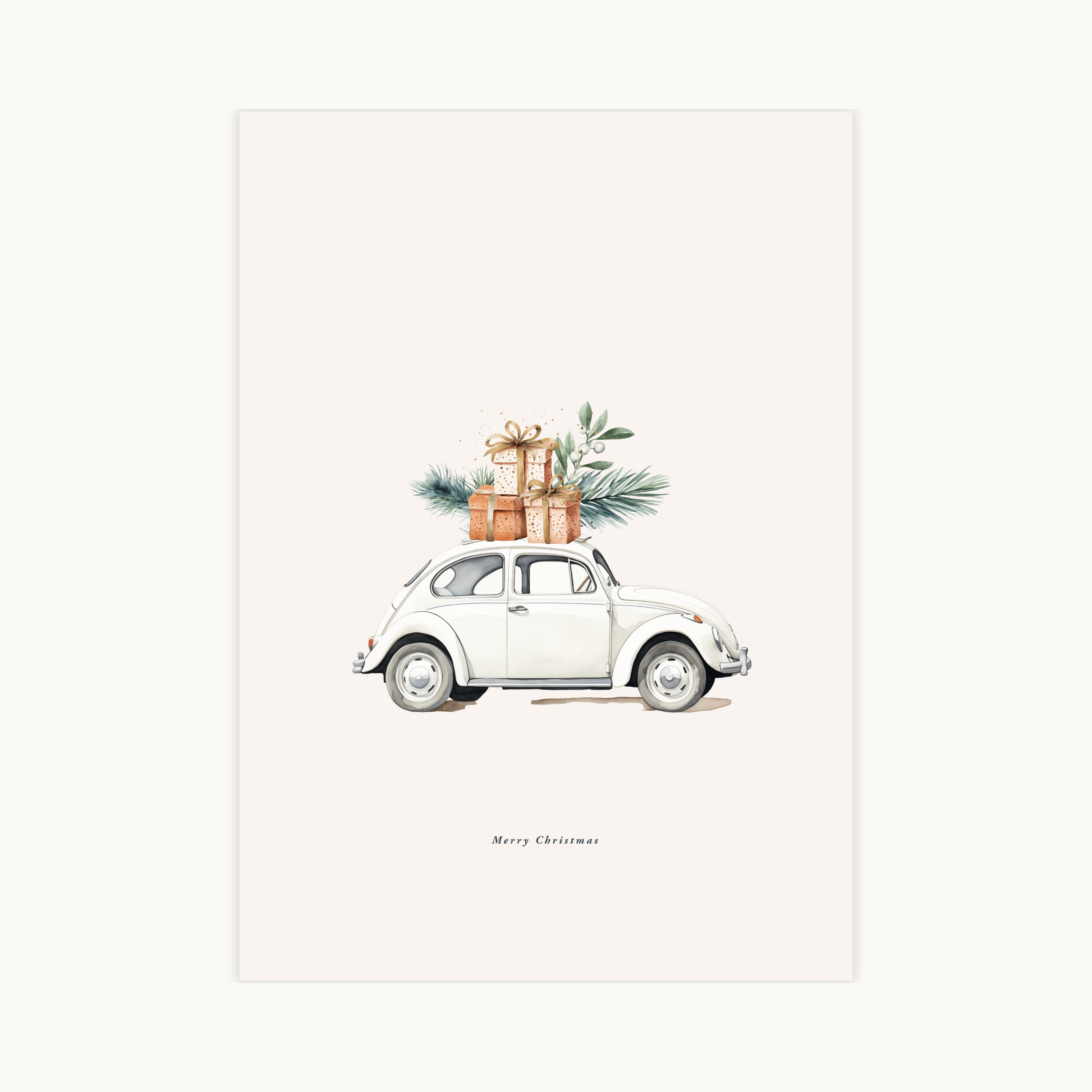 Geschilderde poster van mensen die schaatsen op een bevroren meer bij zonsondergang. Warme, rustieke winterlandschap kunst in bruin en oranje tinten.