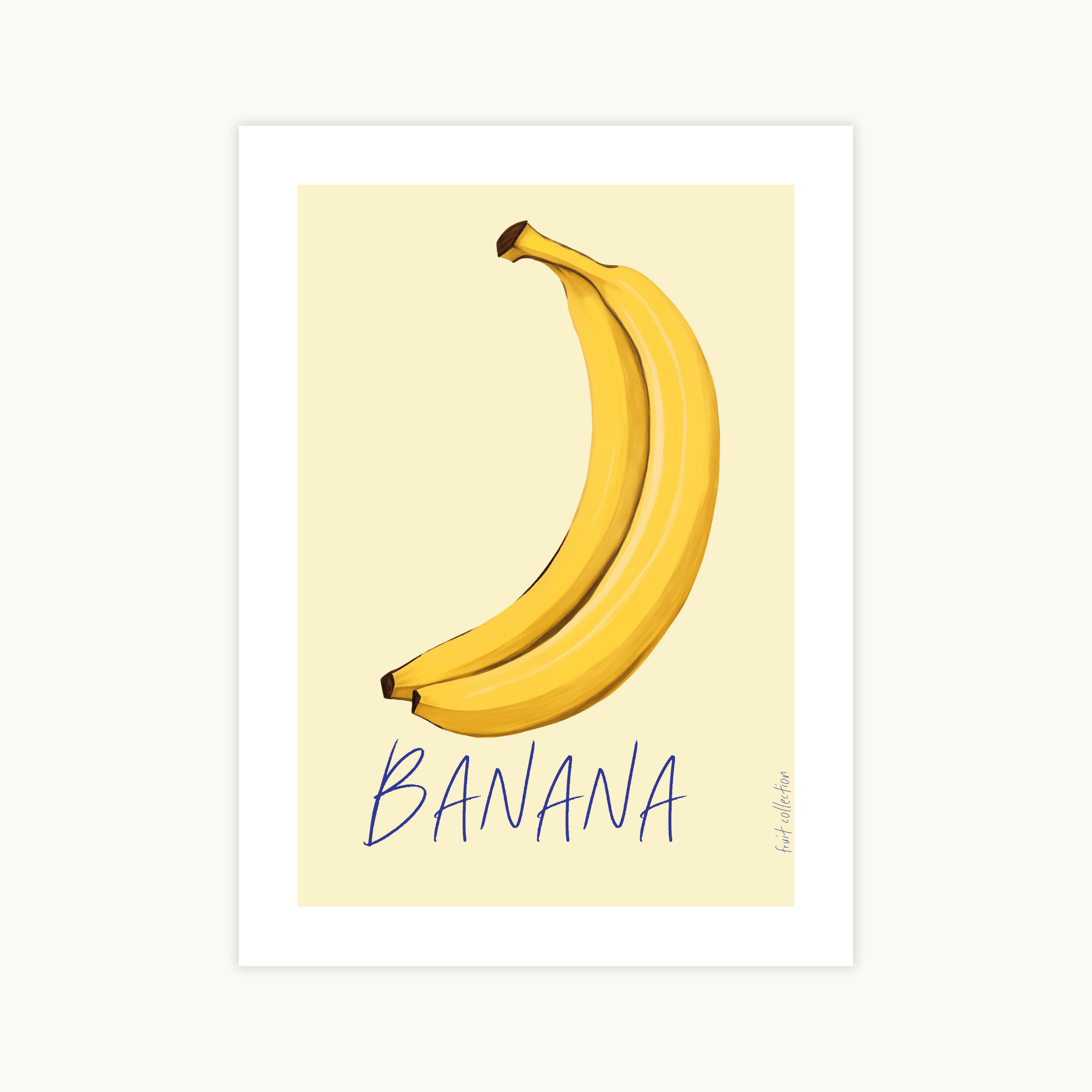 Fysieke poster 'BANANA' fruit collection, botanische kunst, minimalistische fruit poster, keuken decoratie, Scandinavisch design, muurkunst.