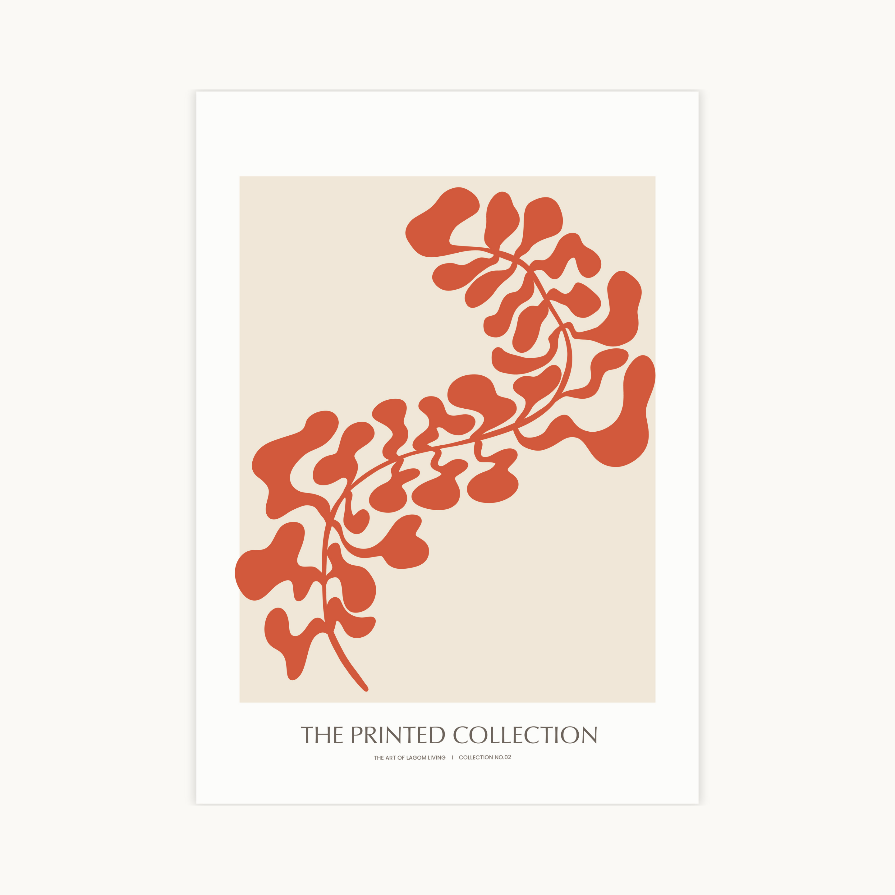 Minimalistische typografie poster met tekst THE ART OF LAGOM LIVING COLLECTION NO.02, Scandinavische wanddecoratie uit The Printed Collection